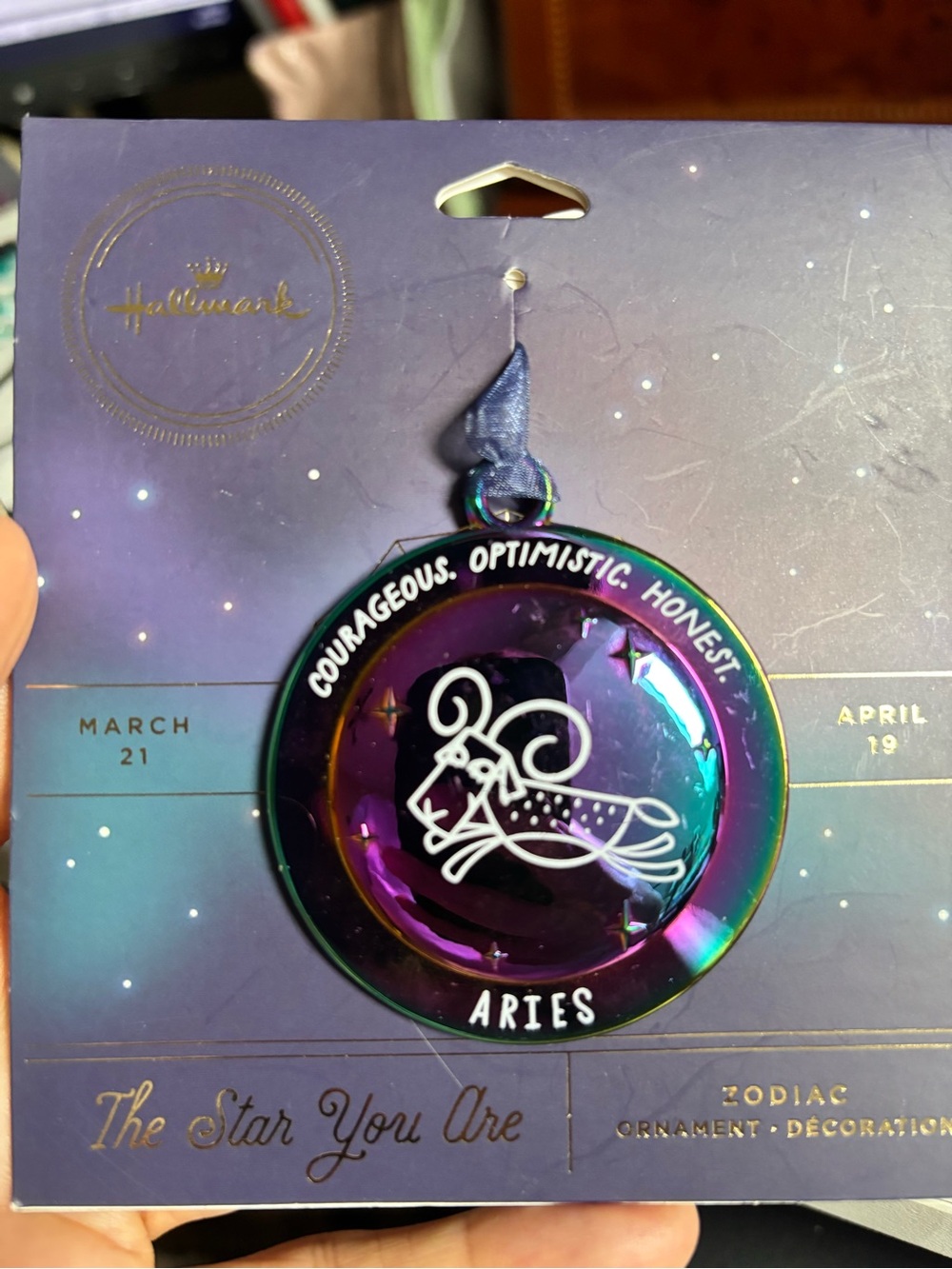 Hallmark Aries Ornament - Iridescent Purple and Teal